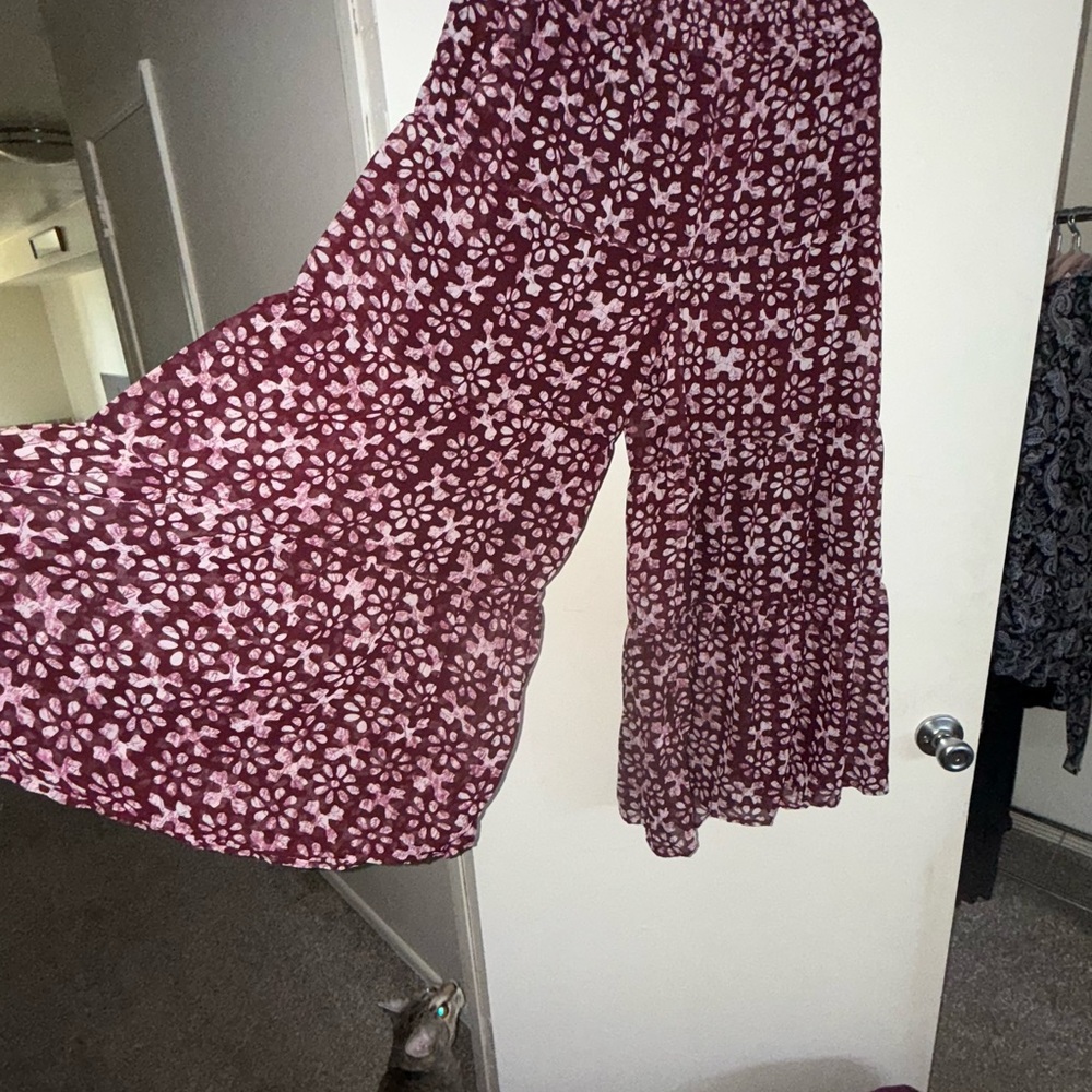 Floral Burgundy Young Threads Women's Pants